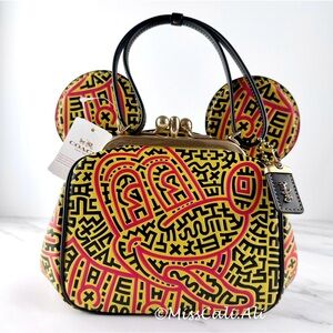 NWT COACH X Disney Mickey Mouse Keith Haring Kisslock Bag